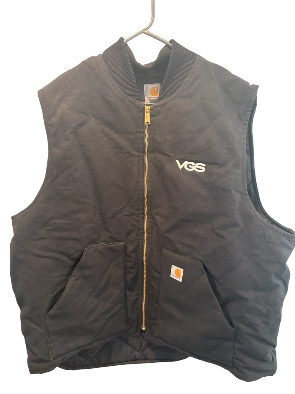 Carhartt Black Firm Duck Insulated Ribbed collar vest